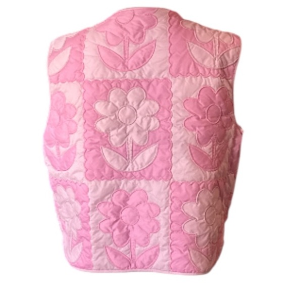 UO Kimichi Blue Pink Floral Quilted Liner  Vest Size Medium - Picture 7 of 13